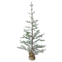 NORTHLIGHT 5' Snow Covered Slim Pine Artificial Christmas Tree With Jute Base- Unlit