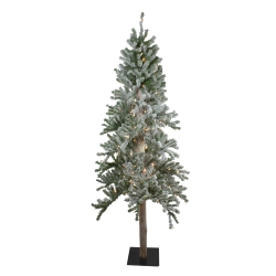 NORTHLIGHT 7' Pre-Lit Pencil Flocked Alpine Artificial Christmas Tree - Clear Lights