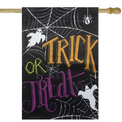 NORTHLIGHT Spider Webs And Ghosts Trick Or Treat Outdoor Garden Flag 28" X 40