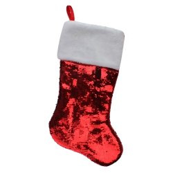 NORTHLIGHT 22" And Silver Reversible Sequined Christmas Stocking In Red