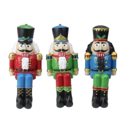 NORTHLIGHT Set Of 3 Red, Blue And Nutcracker Christmas Stocking Holders 7.5" In Green