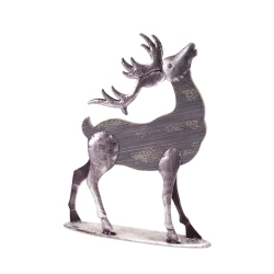 DIVA AT HOME 19" And Silver Colored Doe Reindeer Christmas Tabletop Figurine In Gray