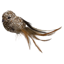 NORTHLIGHT 5.5" Left-Facing Champagne Beaded Clip On Bird Christmas Ornament In Gold