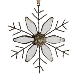 MIDWEST 5" Silent Luxury Rustic Jeweled Flat Tip Snowflake Christmas Ornament