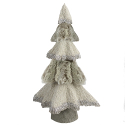 NORTHLIGHT 20" And Beige Multi Textured Triangular Table Top Christmas Tree With Glitter In Gray