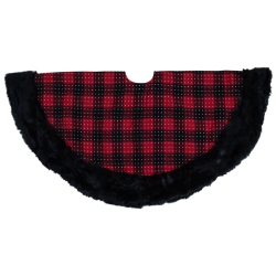 NORTHLIGHT 48" And Black Plaid With Polka Dots Christmas Tree Skirt In Red