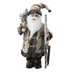 NORTHLIGHT 16.5" Country Rustic Santa Claus Carrying A Wooden Sled And Sack Of Gifts