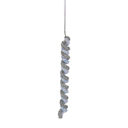 NORTHLIGHT 7" Gray And Glitter Spiral Twist Icicle Christmas Ornament In Blue