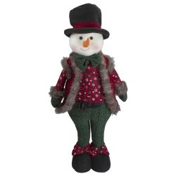 NORTHLIGHT 25" And Green Jolly Plush Boy Snowman Christmas Figure In Red