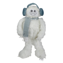 NORTHLIGHT 18-Inch Plush White And Sitting Tabletop Yeti Christmas Figure In Blue