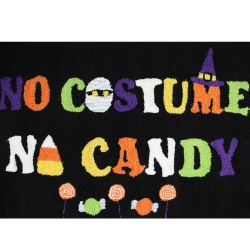 CC HOME FURNISHINGS 2' X 3' Multi-Color No Costume No Candy Hand Hooked Halloween Throw Rug