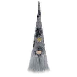 NORTHLIGHT 16 Gray And Lighted Star Gnome With Palm Leaves Christmas Decoration In Black