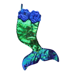 NORTHLIGHT 24" And Black Sequined Iridescent Mermaid Christmas Stocking In Green
