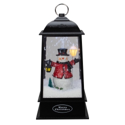 NORTHLIGHT 13" Lighted Snowman Christmas Lantern With Falling Snow