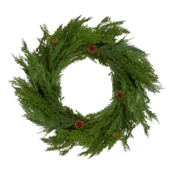 NORTHLIGHT 24" Soft Cedar Artificial Christmas Wreath With Pine Cones - Unlit In Green