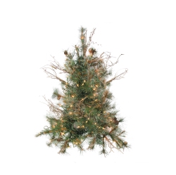 NORTHLIGHT 2' Pre-Lit Country Mixed Pine Artificial Christmas Wall Tree - Clear Lights