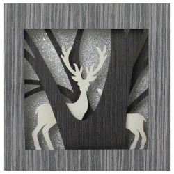 NORTHLIGHT 12" Glittered Woodland Deer Silhouette Box Framed Christmas Table Decoration