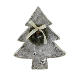 NORTHLIGHT 12" White And Contemporary Tabletop Christmas Tree With Wreath In Green