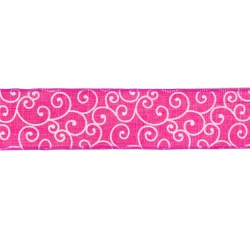 NORTHLIGHT Pink And Swirl Wired Spring Craft Ribbon 2.5" X 10 Yards In White