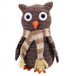 MELROSE 12.25" And Beige Plush Plaid Owl Christmas Tabletop Figurine In Brown