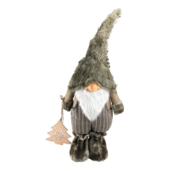 NORTHLIGHT 33" Gray And Woodland Gnome With Striped Pants Christmas Figurine In White