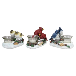 NORTHLIGHT Set Of 3 Christmas Birds Tabletop Decoration With Tealight Candle Holders 5.75