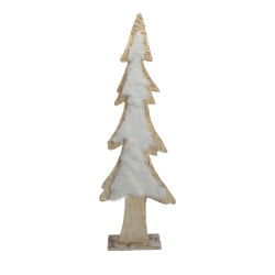 NORTHLIGHT 14.5" Brown And Wooden Tree Christmas Tabletop Decor In White