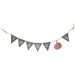 NORTHLIGHT 64" Metal Gray, White, And Thanksgiving "thanks" Decorative Banner In Orange