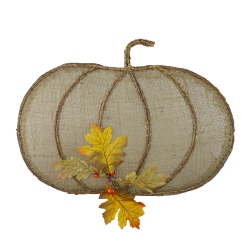 NORTHLIGHT 19" Burlap And Vine Pumpkin Fall Harvest Wall Hanging In Beige