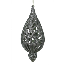 RAZ 6.5" Glitter Drenched Cut-Out Teardrop Christmas Ornament In Silver