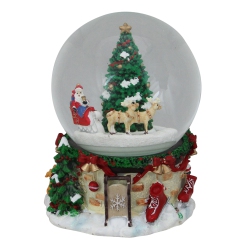 NORTHLIGHT 6.5" Musical And Animated Santa On Sleigh Rotating Christmas Snow Globe