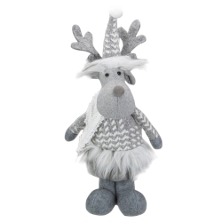 NORTHLIGHT 12-Inch Gray And Standing Tabletop Moose Christmas Figure In White