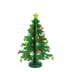 NORTHLIGHT 13.75" Christmas Tree Cut Out With Ornaments Table Top Decor In Green