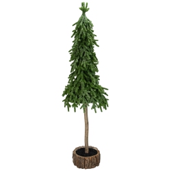 NORTHLIGHT 29.5-Inch Downswept Iced Artificial Christmas Tree Wood Base - Unlit