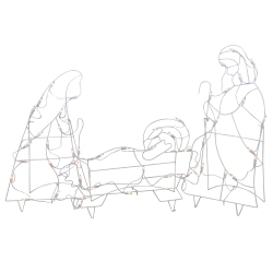 NORTHLIGHT 3-Piece Lighted Holy Family Nativity Scene Outdoor Christmas Decoration Set