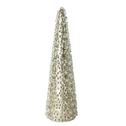NORTHLIGHT 18" Clear Beads And Glitter Christmas Cone Tree In Gold