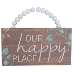 NORTHLIGHT Beaded Hanger "our Happy Place" Wall Plaque Art Decor 7.75