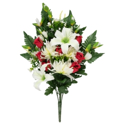 ALLSTATE 26" Dahlia, Lily And Rose Artificial Silk Floral Half Bouquet