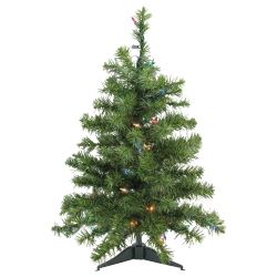 NORTHLIGHT 2' Pre-Lit Medium Canadian Pine Artificial Christmas Tree, Multi Lights