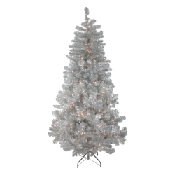 NORTHLIGHT 7.5' Pre-Lit Full Metallic Tinsel Artificial Christmas Tree - Clear Lights