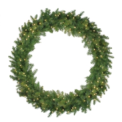 NORTHLIGHT Pre-Lit Northern Pine Led Artificial Christmas Wreath - 48-Inch, Warm Lights In White