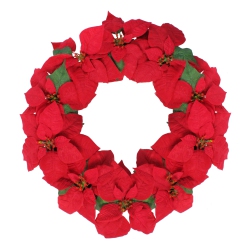 NORTHLIGHT 24" Artificial Poinsettia Flower Christmas Wreath - Unlit In Red