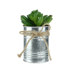 NORTHLIGHT 5" Artificial Pachyveria Succulent In Tin Can Planter With Twine Bow