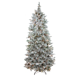 NORTHLIGHT 7.5' Pre-Lit Flocked Slim Colorado Spruce Artificial Christmas Tree - Clear Dura-Lit Lights
