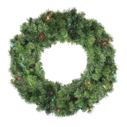 NORTHLIGHT 24" Pre-Lit Canadian Pine Artificial Christmas Wreath - Multi Lights