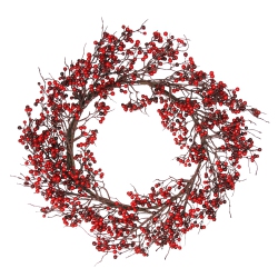 SELECT ARTIFICIALS 24" Autumn Harvest And Burgundy Currant Berry Artificial Wreath - Unlit In Red