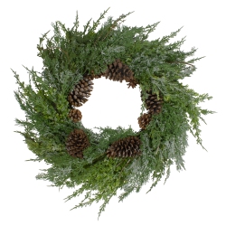 NORTHLIGHT Frosted Cedar And Pine Cone Artificial Christmas Wreath - 26-Inch, Unlit