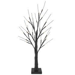 NORTHLIGHT 24" Led Lighted Black Halloween Twig Tree - Warm Lights In White