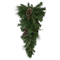 NORTHLIGHT 28" Artificial Mixed Pine With Pine Cones And Glitter Christmas Teardrop Swag - Unlit In Gold