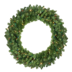 NORTHLIGHT Pre-Lit Canadian Pine Artificial Christmas Wreath - 30-Inch, Multi Lights